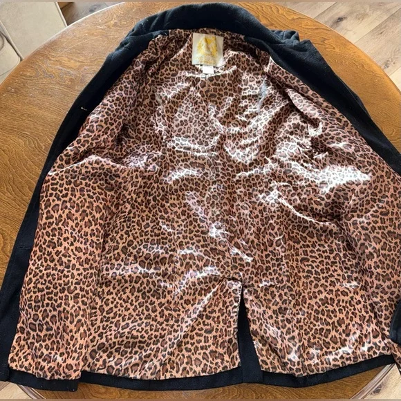 Wet Seal Black Cheetah Line Peacoat, size medium. - Picture 3 of 5